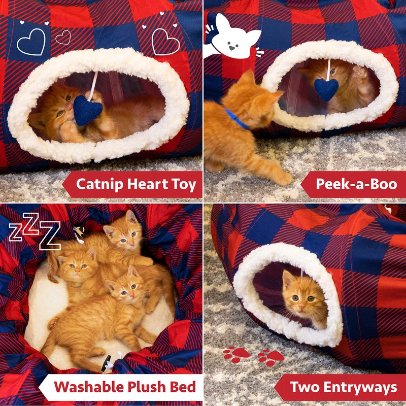 Kitty City Plaid Tunnel Bed - Image 2